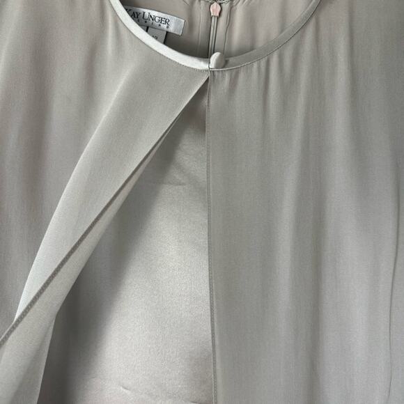 Kay Unger Silk Deep Champagne Taupe Cape Long Sleeved Evening Dress Size 12 - Picture 5 of 11